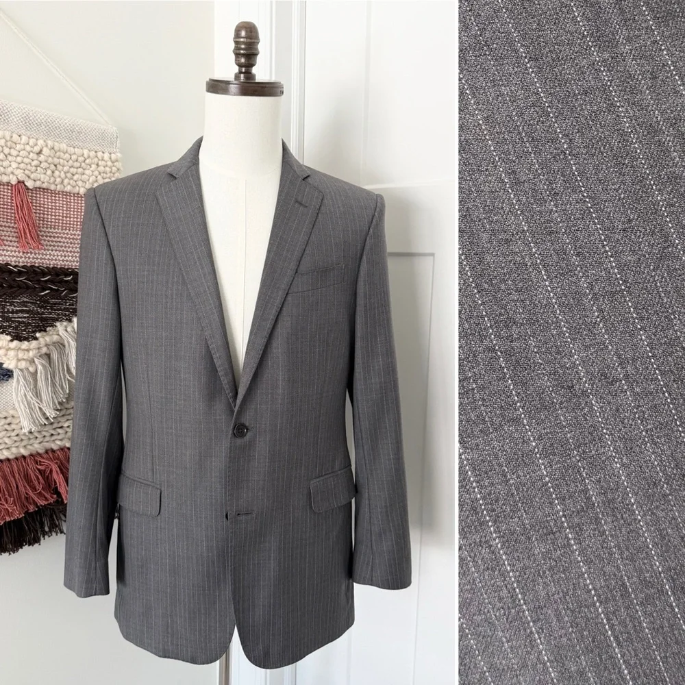 Brooks Brothers Explorer Pinstripe Blazer Grey Sz 38R